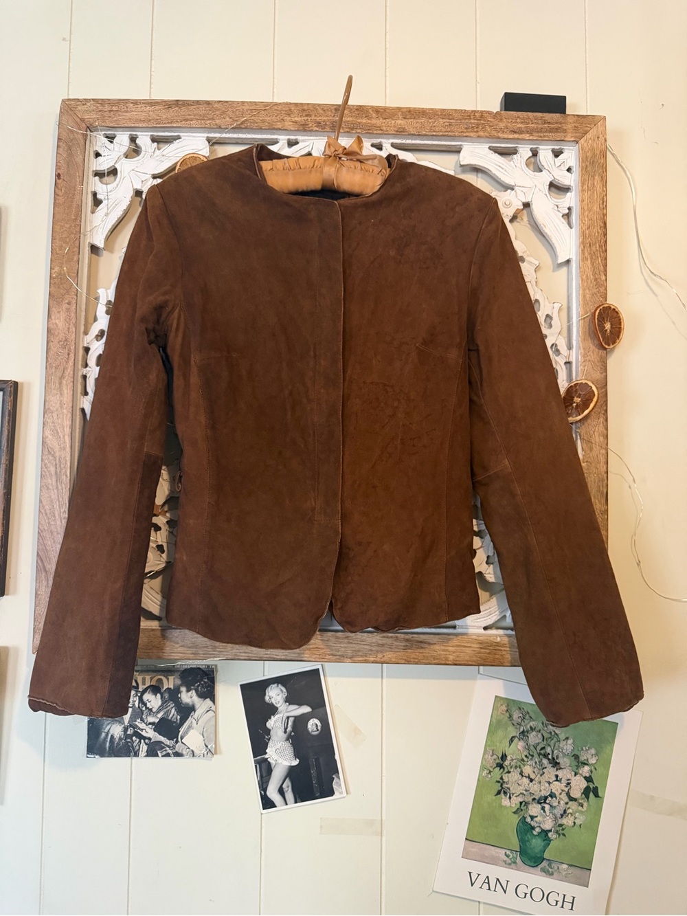 Vintage 90s Express Genuine Leather Suede Jacket Brown Size 1/2